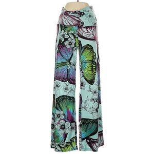 White Mark Multicolor Butterfly Wide-Leg Pants